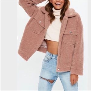 Missguided Oversized Pink Teddy Jacket